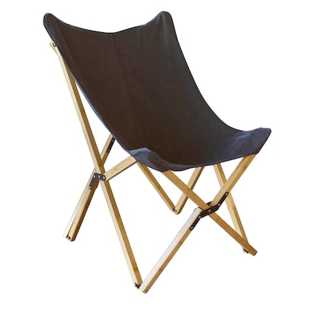 Amerihome Canvas and Bamboo Butterfly Chair, Black BFCBCBLK